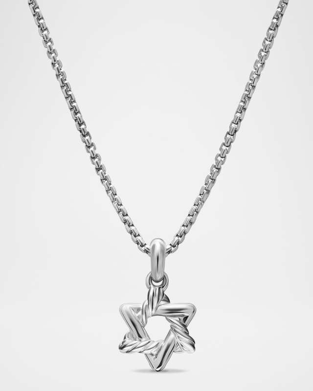 9mm Star of David Pendant Necklace in Silver, 16-18"L